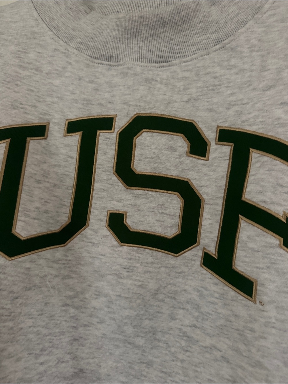 Pressbox Gray mock neck Sweatshirt with Green USF Letters - Picture 2 of 4